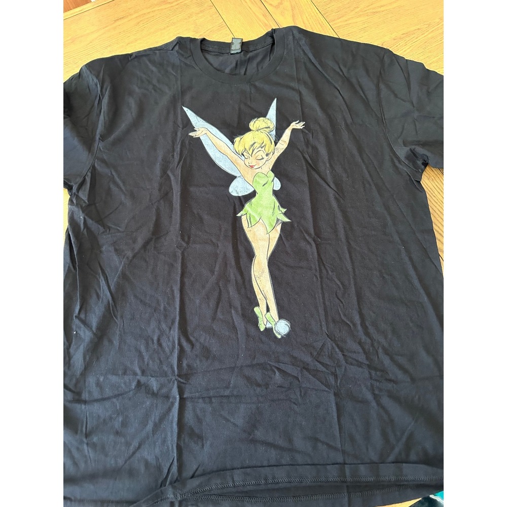 Disney Tinkerbell‎ Gildan Softstyle Black Graphic T-Shirt Size XL